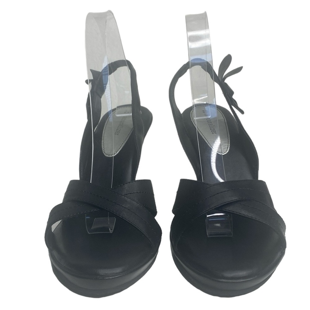 Naturalizer black leather wedge sling back shoe size 10